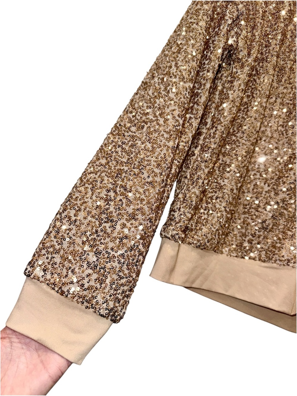 Blumin Apparel, Gold Sequin Bomber Jacket With Hood! SMALL. BRAND NEW W/ TAGS!🏷️ - Picture 5 of 9